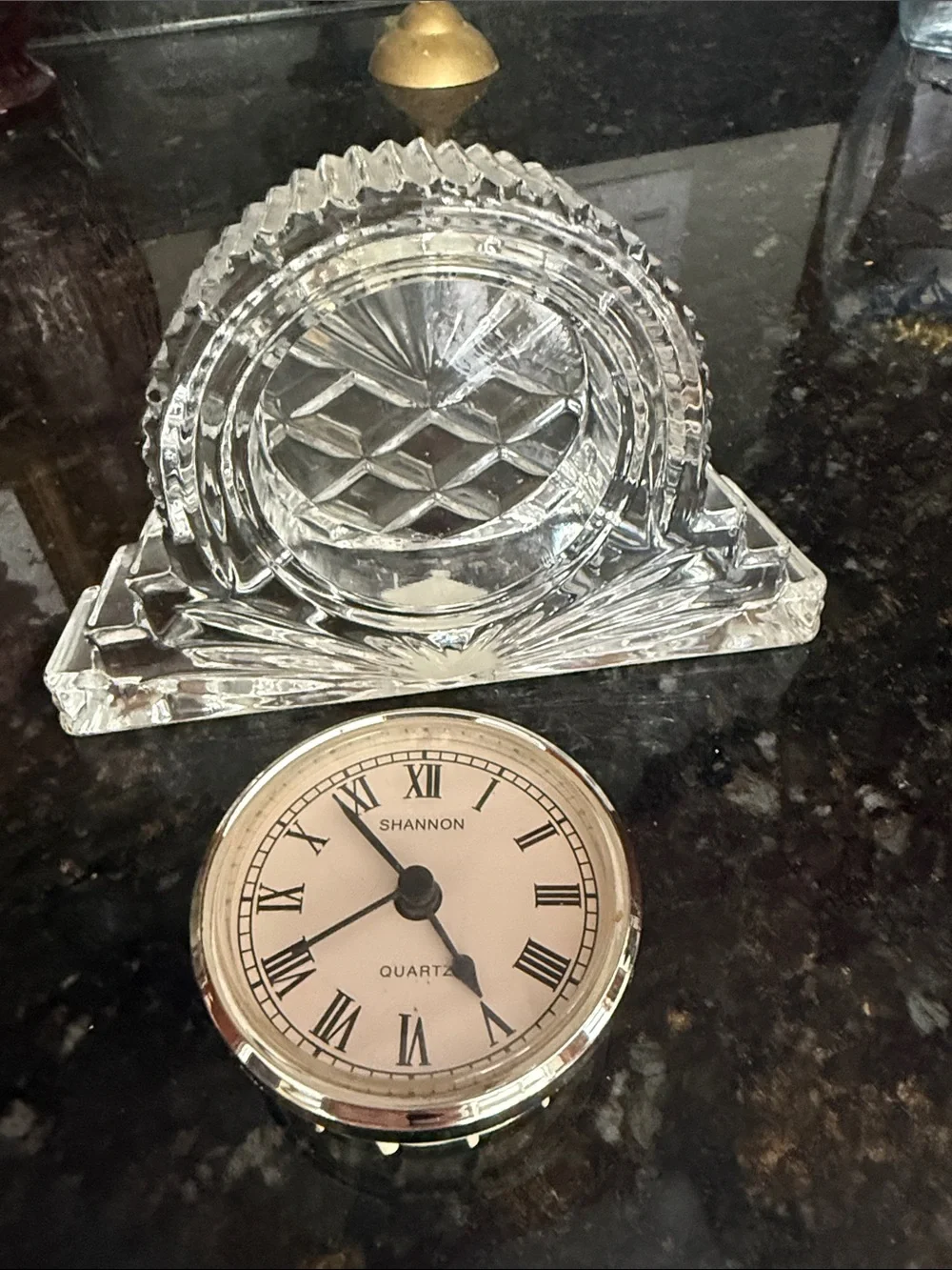SHANNON Irish Clear Crystal Mantel Clock with Roman Dial